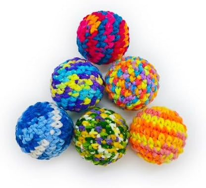 Cat Toy Braided Ball with Bell Inside, 6Pcs 1.57" Colorful Interactive Kitten Toys for Indoor Cats Play and Kitten Training by Furettico