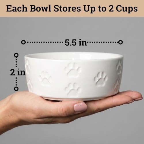 Ceramic Dog Bowl Set of 2 with Anti-Skid Base, 5.5"W x 2"H, 2 Cup Capacity - Image 6