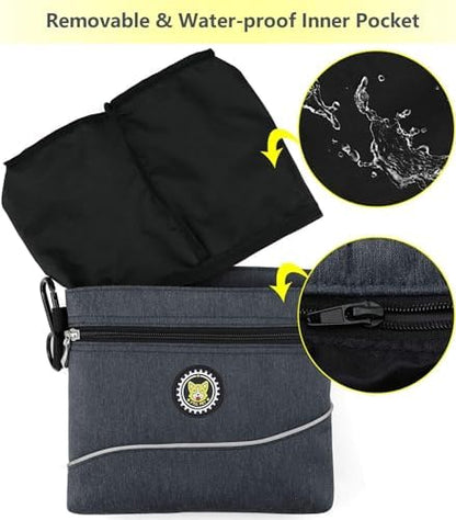 Viklluyr Dog Treat Pouch with Magnetic Closure, 2 Zip Pockets, Removable Inner Pocket, Padded Shoulder Strap, Perfect Food Bag for Agility Training - Including Carabiner - Image 5