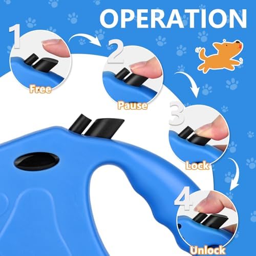 Retractable Dog Leash, 16ft Dog Walking Leash for Small Dogs up to 77lbs, Non-Slip Handle (Blue) - Image 4
