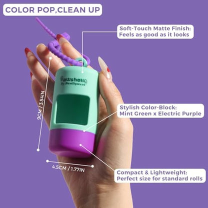 Dog Poop Bag Dispenser Fits All Dog Leash, Poop Bag Holder with Adjustable Silicone Strap, Doggy Walking Accessory, Without Rolls (green+purple) - Image 4
