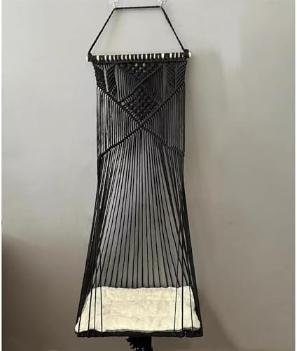 Macrame Hanging Cat Hammock Bed Cat Swing House Space Saving Window Perch with Washed Cotton Cats Toy Tassel Basket Tapestry (Black, Swing Bed+Cushion, L) - Image 6
