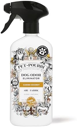 Pet-Pourri Air + Fabric Dog Odor Deodorizer Spray, Canine Coconut 16 Fl Oz by %7EPourri