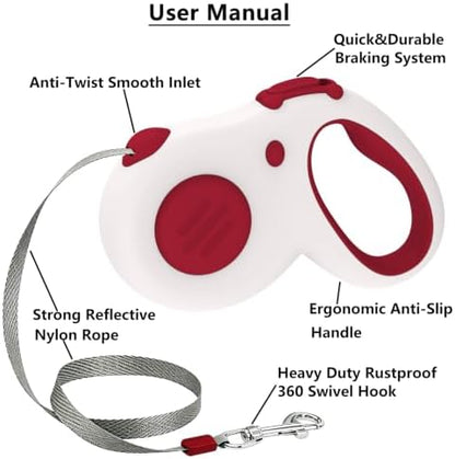 Retractable Dog Leash 16Ft/5M for Small Medium Dog 50lbs (Red) - Image 5