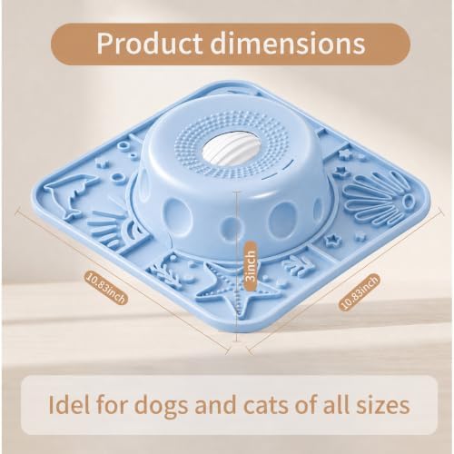 Dog Licking Slow Feeder Bowl with Rolling Ball Anti-Gulping, 2 in 1 Dog Non-Slip Lick Mat, Edible Silicone for Wet Food, Yogurt, Bone Broth, Nutrient Solution Blue - Image 4