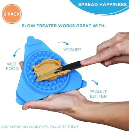 Aquapaw Suction Cup Lick Mat for Dogs - Bath Time Lick Mat for Bathtub - Mental Stimulation Slow Feeder Pad - Peanut Butter Treat Holder - 2-Pack, Regular, Blue - Image 6