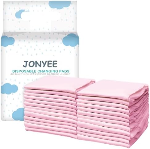 Basics Dog and Puppy Pee Pads with 4-Layer Leak-Proof and Quick-Dry Design for Potty Training, 13” x 17” Ultra Absorbent Disposable Changing Pads for Small Pets -Pink(50 Count) by JONYEE