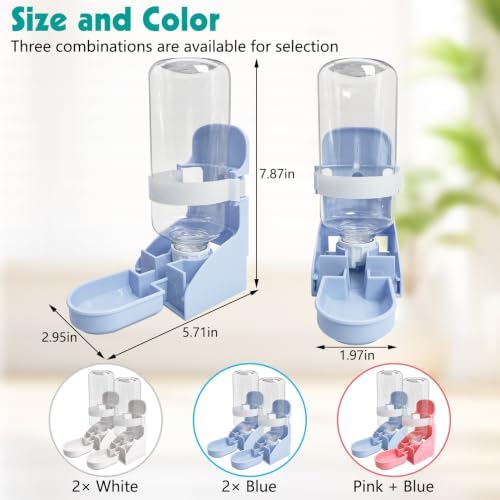 kathson Rabbit Water Bottle, 17oz Hanging Water Fountain Automatic Dispenser No Leak WaterFeeder for Bunny Chinchilla Guinea Pig Hedgehog Ferret - Image 2