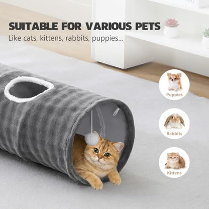 Straight Bubble Cat Tunnel for Indoor Cats 47"x12", Grey - Image 3