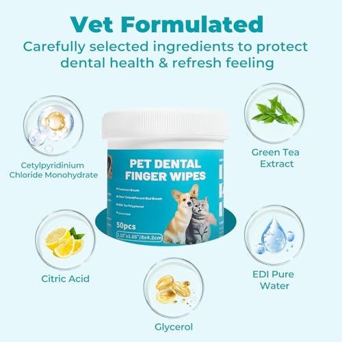 Pet Teeth Cleaning Finger Wipes for Cats and Dogs,Unscented Tartar - Image 3