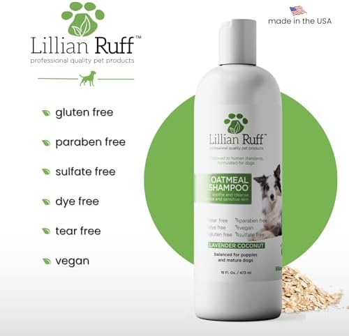 Lillian Ruff PRO Formula Deodorizing Oatmeal Dog Shampoo - Calms Itching & Allergies, Ultra-Nourishing Dry Skin Relief - Oatmeal, Aloe, Coconut Oil, Lavender & Provitamin B5 - Made in USA 16oz+Brush - Image 5
