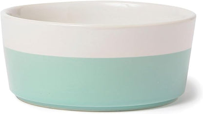 Waggo Dipper Ceramic Dog Bowl for Small and Large Breeds - Heavyweight and Durable Pet Food and Water Dish Crock, Dishwasher Safe, Modern (Mint, Medium)