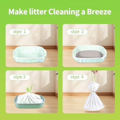 24 Count Jumbo Cat litter Box Liners, 36" x 19" Easy Clean Up Thick Large Kitty Litter Liner XL, Extra Large Heavy Duty Litter Pan Liner Bags with Drawstring for Pet Cat Litter Tray - Image 6