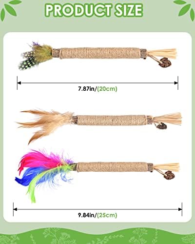 TINDTOP Silvervine Sticks for Cats with Natural Feather, Catnip Chew Toys - Image 4