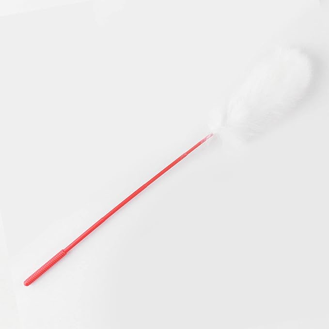 Plush Cat Teaser Wand Bite Hand Crafted Soft Plush Cat Toys Training Indoor (White)