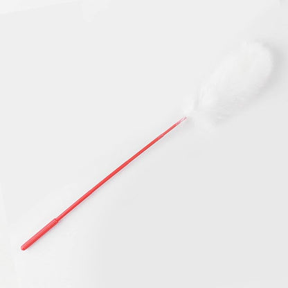 Plush Cat Teaser Wand Bite Hand Crafted Soft Plush Cat Toys Training Indoor (White)