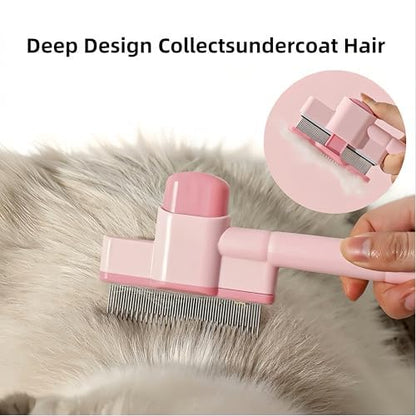 Pet Comb-2 Pack Release Button Grooming Brush for Cats&Dogs Flea Comb,Cleaning Removal Comb Pet Hair Gentle,Kittens Pet Comb to Groom Hair and Knots - Image 3
