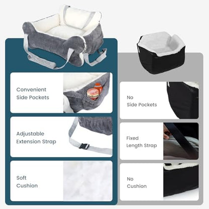 29.5"x19.7"x9.8" Dog Car Seat for Middle Dogs & Cats, Car Seat for Dogs with Plush Cushion, Non-Slip Bottom & Safety Leash, Cat & Dog Bed with Side Pocket for Sedan, SUV and Truck, Washable - Image 5