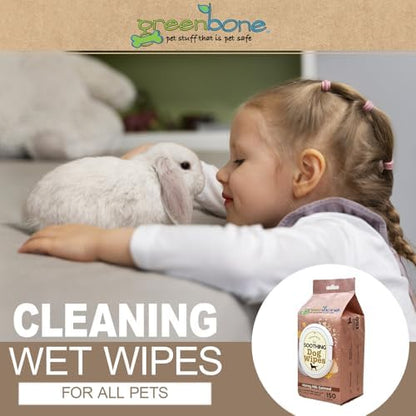 Greenbone Dog Wipes Natural and Safe for Grooming Paws, Body and Butt Cleaning Deodorizing Honey Milk Oatmeal 150 Wipes - Image 6
