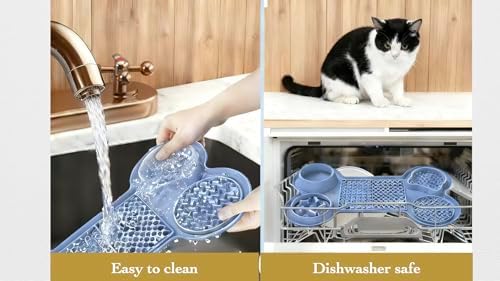 Pet Feeding Dishes,Slow Feeder Lick Mat for Dogs,Cat Licking Mat with Strong Suction Cups - 6-in-1 Interactive Snuffle Mat for Fast Eaters,Anxiety Relief,Grooming & Bath Time (Dark Blue) - Image 6