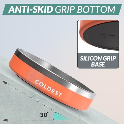 Coldest Dog Bowl - Anti Rust Metal, Non Slip, 3 Layers Insulated Stainless Steel Dog Bowls - Spill Proof & Heavy Duty - Water Bowl for Dogs, Cats & Pets, Dish Washer Safe (21 oz, Mars Red Glitter) - Image 2