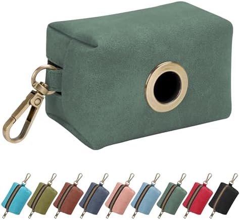 Didog PU Leather Dog Poop Bag Holder, Easy-Pull with Metal Clip, Green by Didog