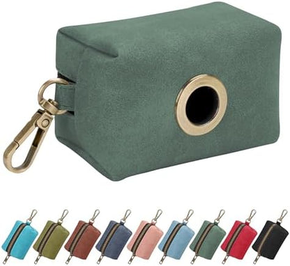 Didog PU Leather Dog Poop Bag Holder, Easy-Pull with Metal Clip, Green by Didog