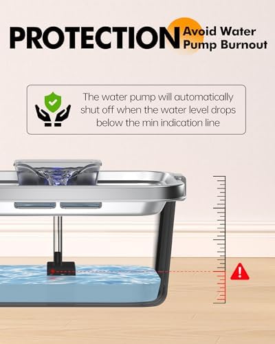 PETIMI Cat & Dog Water Fountain, 2 Gallon 304 Food Grade Stainless Steel Pet Water Fountain, Ultra Quiet Dog Water Bowl Dispenser, Safety Lock, 3 Replacement Filters, Smart Water Pump Protection - Image 5