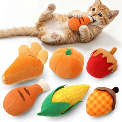 CiyvoLyeen Plush Thanksgiving Catnip Toys for Indoor Cats 6 Pack by CiyvoLyeen