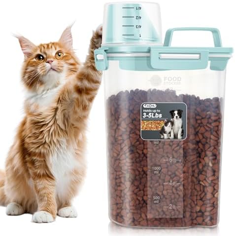 Dog Cat Food Storage Container with Cup (Dry Blue, 2.5L) by ODOMU