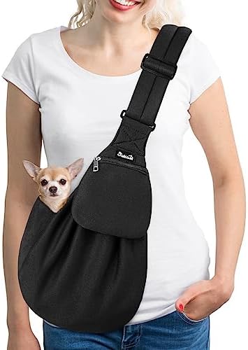 SlowTon Dog Carrier Sling - Thick Padded Shoulder Strap Adjustable, DB, S by SlowTon