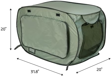 SportPet Designs Soft-Sided Pop-Open Pet Kennel, Medium Portable Travel Crate for Cats & Dogs up to 50 lbs, Foldable Car Kennel with Seatbelt Straps & Washable Waterproof Pad, Green - Image 3