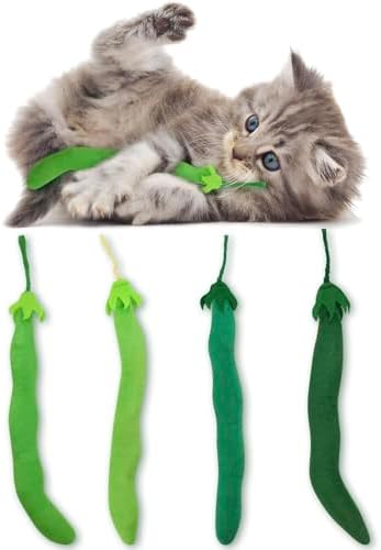 CiyvoLyeen Plush Green Bean Catnip Toys for Indoor Cats 4 Pack by CiyvoLyeen
