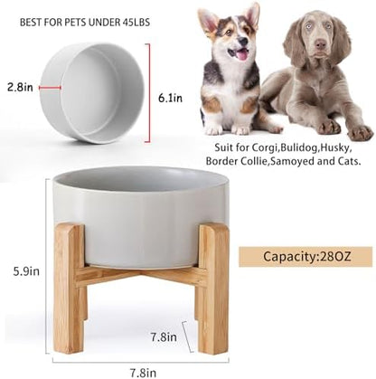 Petygooing 28 OZ Grey Elevated/Raised Ceramic Dog Bowl for Small and Medium Breeds, Dog Food Water Dish with Stand,Pet Feeding Bowl with Anti Slip Rubber for Cats Small and Medium Dogs (3.6 Cups) - Image 3