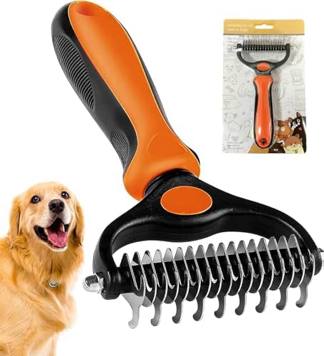 Undercoat Rake for Dogs, 2 in 1 Dematting Comb & Deshedding Tool for Long Hair Pets, Pet Hair Grooming Brush, Clear Mats and Tangles, Reduces Shedding by 95% by PEITAPET
