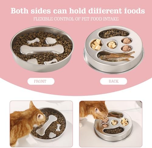 Stainless Steel Slow Feeder Dog Bowls – Non-Slip Metal Dog Bowl for Large & Medium Breeds, Puppy Puzzle Feeder – 2 Cup Capacity for Small to Big Pets – Durable Slow Feed Dog & Cat Food Dish with Mat - Image 5