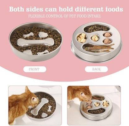 Stainless Steel Slow Feeder Dog Bowls – Non-Slip Metal Dog Bowl for Large & Medium Breeds, Puppy Puzzle Feeder – 2 Cup Capacity for Small to Big Pets – Durable Slow Feed Dog & Cat Food Dish with Mat - Image 5