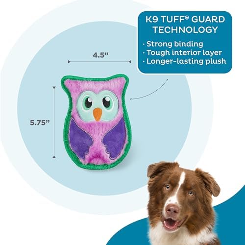 Outward Hound Durablez Minis Tough Chew Plush Squeaky Dog Toy, Owl, 5.8" - Image 3