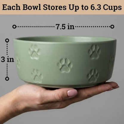 Ceramic Dog Bowl Set of 2 with Anti-Skid Base 7.5" W x 3" H, 6 Cup Capacity - Image 6