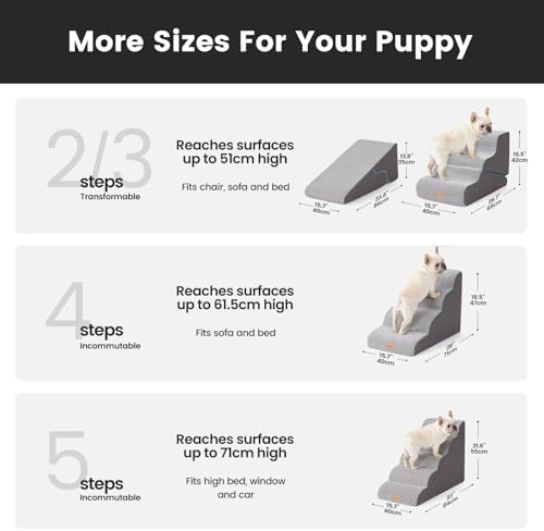 Gardner Pet 4-Step Dog Stairs for Small Dogs 18.5" H, Curved 4-Step Pet Stairs, Dog Steps for High Bed (18-20 in), Couch with Durable Non-Slip Waterproof Fabric Cover and CertiPUR-US Certified Foam - Image 2