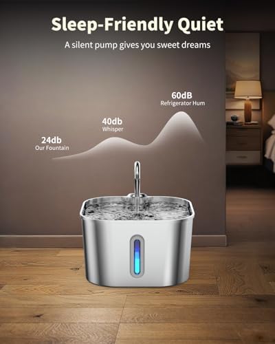 Lawfery Cat Water Fountain Stainless Steel, 74oz/2.2L Pet Fountain - Image 5