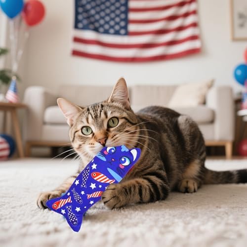 Patriotic Cat Catnip Toys with Crinkle for Indoor Cats 6 Pack - Image 5