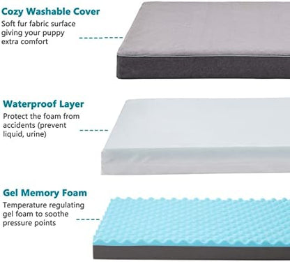 Orthopedic Memory Foam Dog Bed, Cooling Dog Beds for Extra Large Dogs -Waterproof Pet Bed for Crate with Removable Washable Cover, XL(41inch,90Lbs) - Image 2