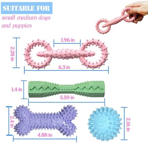 4-Pack Teething Toys Dog Chew Toys for 2-8 Months Puppy,Mix Color - Image 5