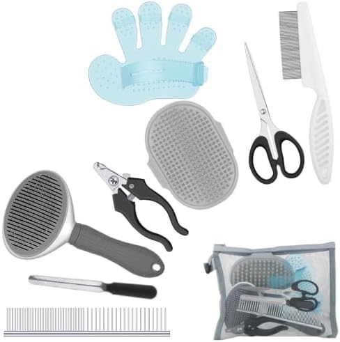 Yaomiao 9 Pcs Dog Grooming Kit Nail Clippers Deshedding Tools,Classic Color by Yaomiao