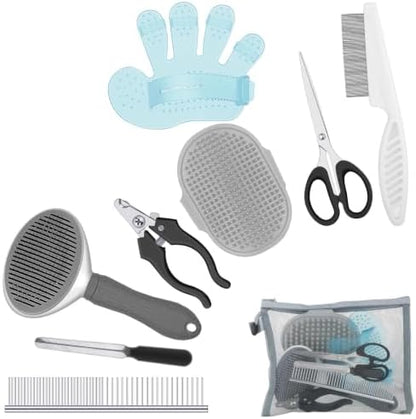 Yaomiao 9 Pcs Dog Grooming Kit Nail Clippers Deshedding Tools,Classic Color by Yaomiao