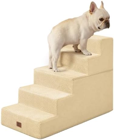 EHEYCIGA Dog Stairs for High Bed 22.5" H, 5-Step Dog Steps, Graige by EHEYCIGA