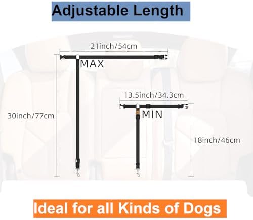 3 Pack Dog Seat Belt for Car, Car Headrest Restraint Adjustable Nylon Fabric, Dog Restraints Vehicle Seatbelts Harness - Image 5