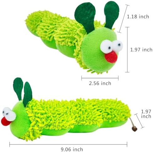 miwoowim 3 Pack Plush Caterpillar Cat Kicker, 9" Catnip & Gall Fruit Toy - Image 5