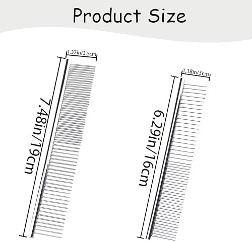4 PCS Stainless-Steel Comb Dog Combs for Knots, Mats & Loose Hair Removal - Effective Dematting Tool, Comfortable, Lightweight, Portable & Safe for Dogs, Cats & Pets - Image 2